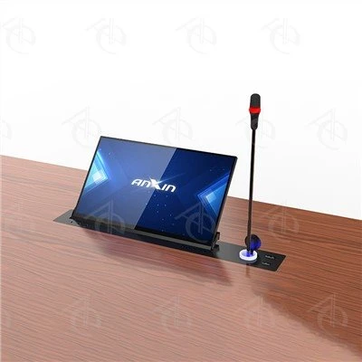 Moniteur d'inclinaison réglable rétractable motorisé de 15'' avec microphone relevable